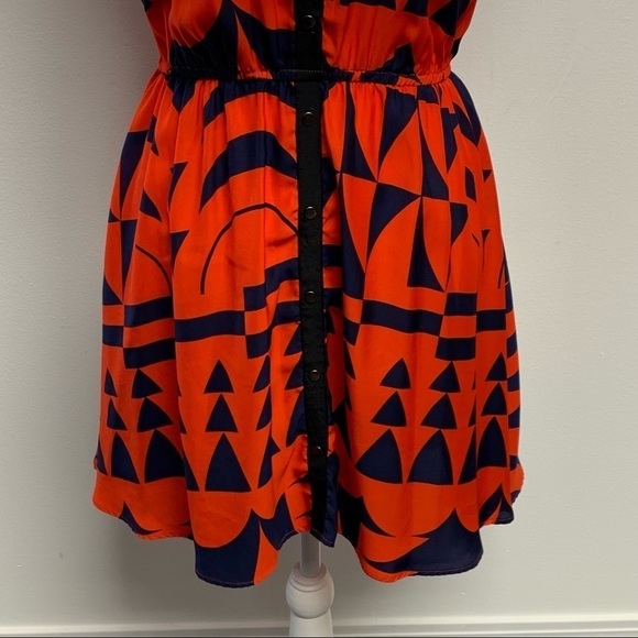 Anthropologie | Silence + Noise | Size XS | Red/Navy Sleeveless Geometric Dress - Picture 6 of 12
